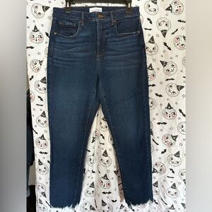 LOFT Blue Ankle Cropped Jeans with Raw Hem